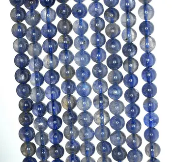 

5mm-6mm Bermudan Blue Iolite Gemstone Grade AA Round Loose Beads 16 inch Full Strand (90182393-119)
