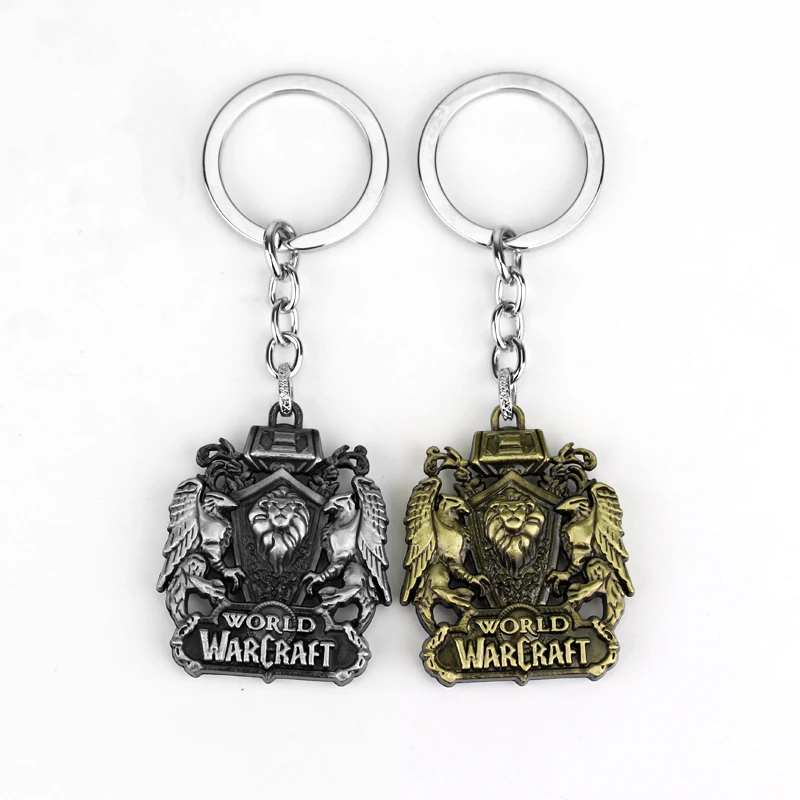 Fashion Metal Jewelry WOW World of Warcraft Alliance Lion Emblem Keychain