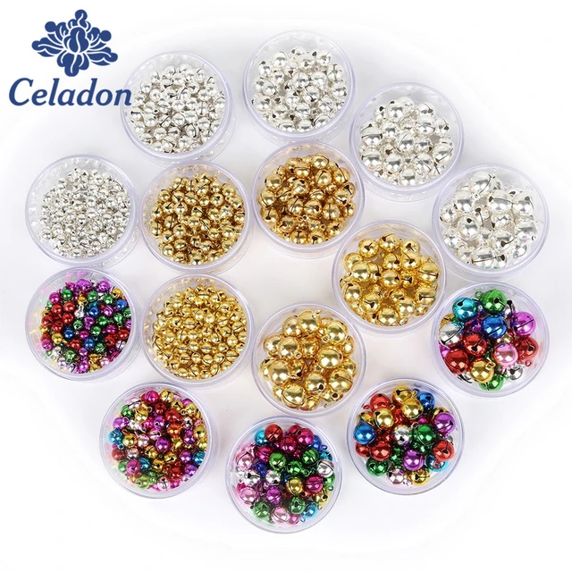 50-300PCS Handmade Crafts Xmas New Year Ornament Gift Mix Colors Loose  Beads Small Jingle Bells Christmas Decoration Accessories