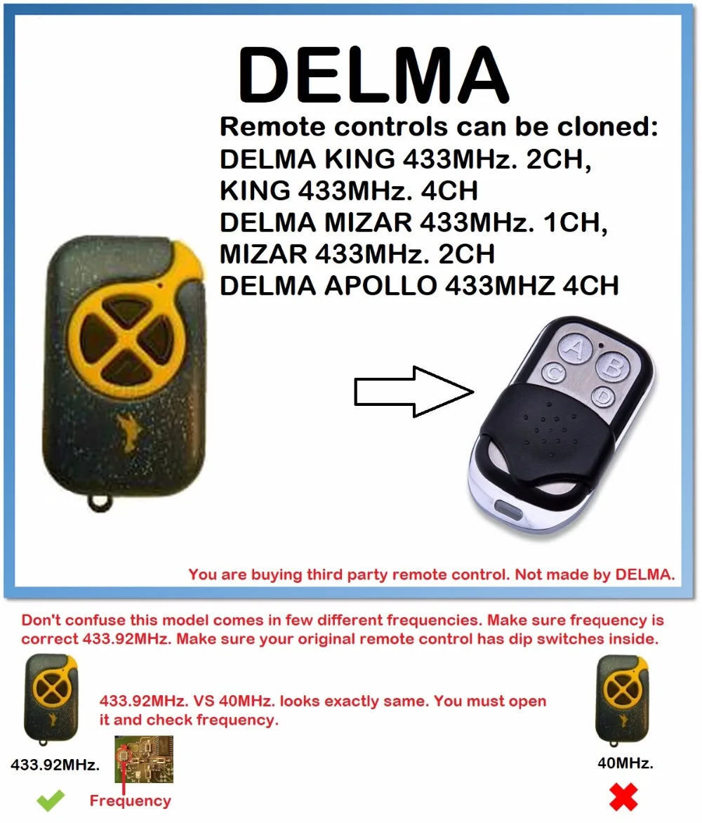 DELMA KING 433 МГц. 2CH, KING 433 MHz. 4CH дистанционного Управление Дубликатор duplo и 4-канальный видеорегистратор(только для 433,92 передатчик УКВ-диапазона(код