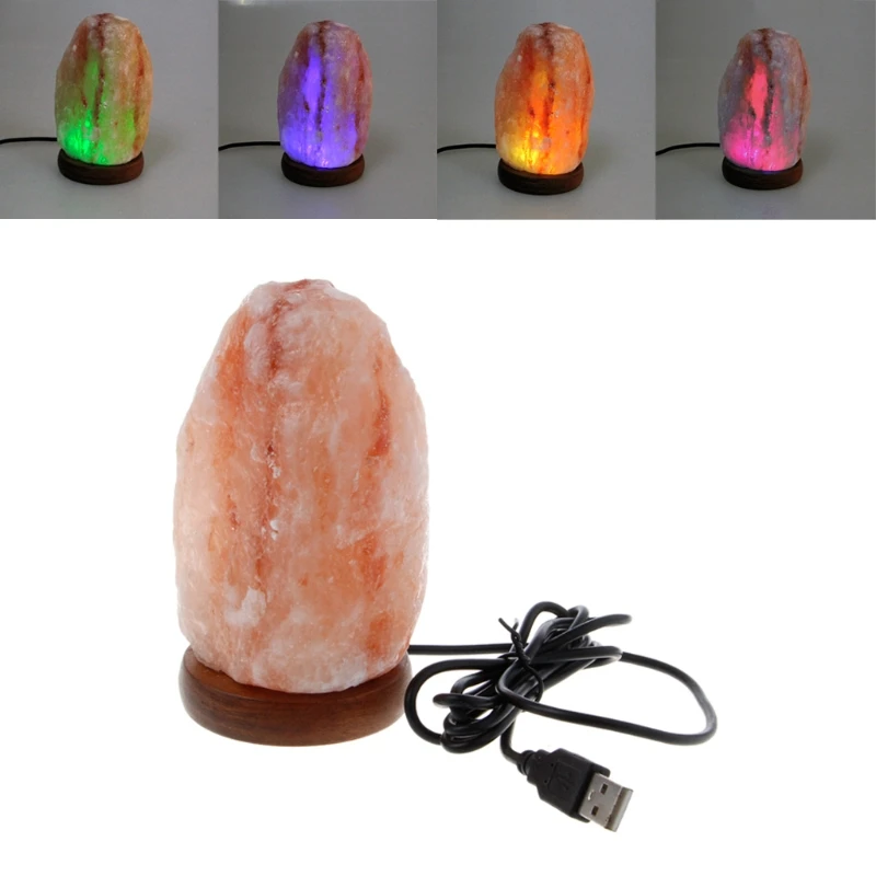 Billig Hand Geschnitzte USB Holz Basis Himalaya Steinsalz Lampe Luftreiniger Nacht Licht
