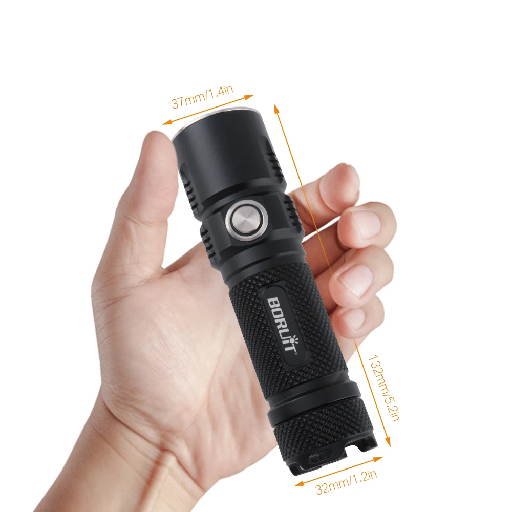 Фонарик BORUiT BC10 XHP70.2 светодиодный 6 режимов зарядка через USB макс. 3600 лм|Фонарики и
