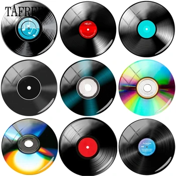 

TAFREE Fashion Compact Disc Picture Glass Cabochon Cover Beads 12mm-20mm DIY Ornament For Keychains Necklace