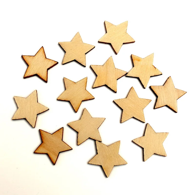 

100pcs Wood Star Craft Embellishments MDF Wooden Cutout Flatbacks Scrapbooking For Cardmaking DIY Art Wedding Decoration