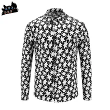 AC& DBZ новые мужские Роскошные Рубашки с принтом звезд и волн, рубашка с длинными рукавами, модная брендовая мужская деловая Повседневная рубашка