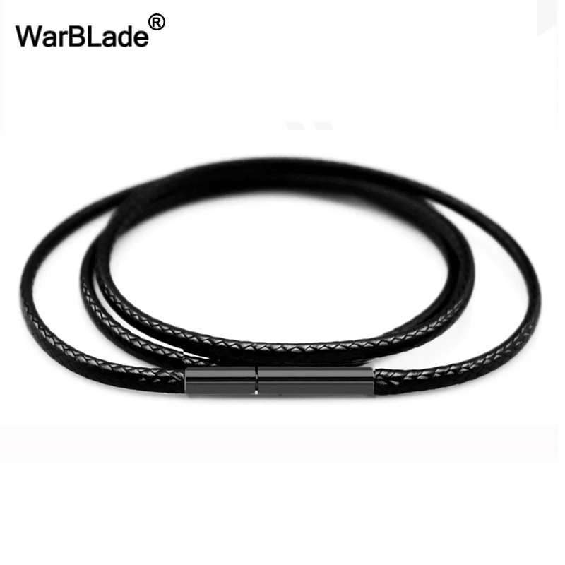 Мм 3 шт./лот 1 мм-3 мм кожаный шнур черный ожерелье шнур вощеный шнур с застежкой из нержавеющей стали для мужчин женщин DIY ожерелье ювелирные