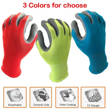 NMArmor Working Protective Glove with Colorful Polyester Liner Dipping Foam Latex Palm Garden Safety Glove