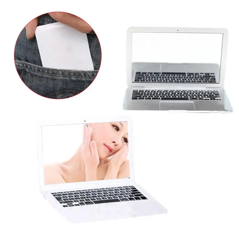 Cute Makeup Mini Pocket Laptop Mirror Computer Glass Women Girls