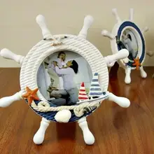 Деревянные Ремесла креативный Helmsman круглая фоторамка для картины Твердые деревянные рамки для фото рамки в картина в белой рамке