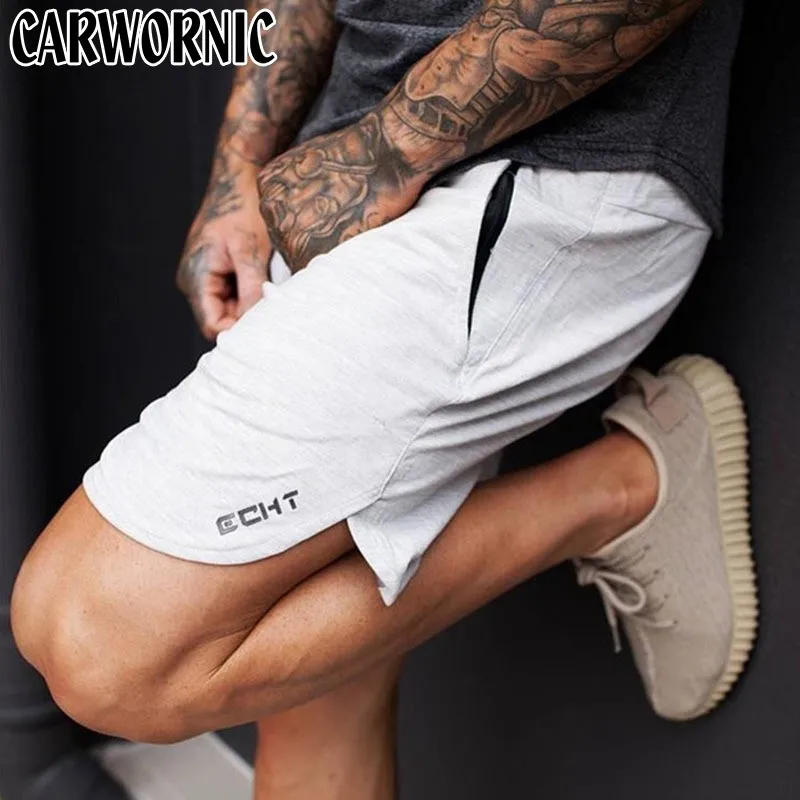 CARWORNIC спортзалы фитнесс х/б мужские шорты тренировки бега Кроссфит, бодибилдинг спортивные штаны Спортивная повседневная шорты плюс размер