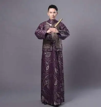 Платье династии Цин, Королевский принц, халат, мастер, landlord, одежда для сцены, китайский древний костюм, драматургическая театральная игра - Цвет: Dark Purple