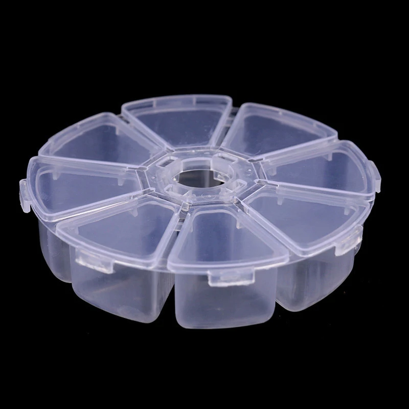 

OUYIJIA 8 Cells Round Transparent Storage Box Plastic DIY Diamond Painting Tools Accessories Home Storage Organizer Boxes