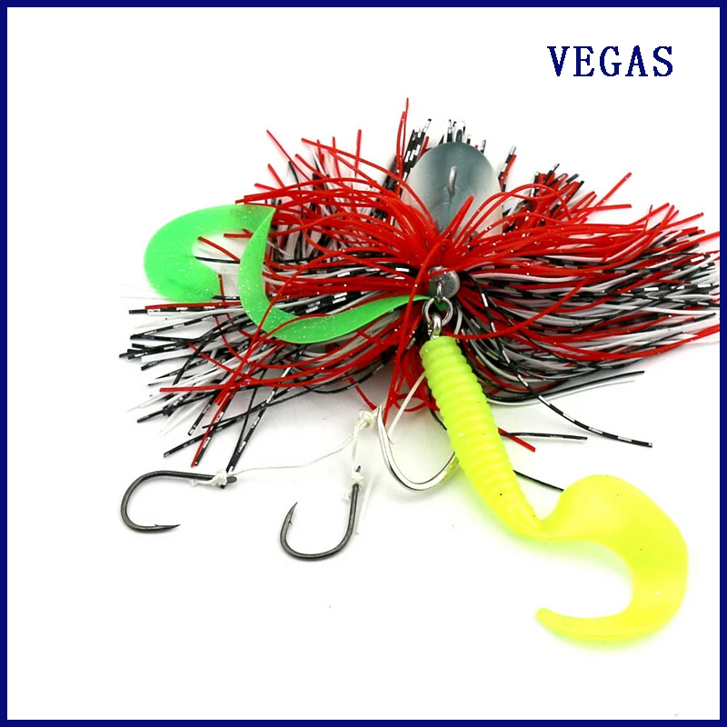 2 Pieces Hot selling Rubber Fishing Lure Swim Bass Fly Jig Rubber Tackle Lure Baits Fishing accessories With Assist Hooks