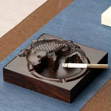 Chinese Style Creative Handwork font b Sculpture b font Vintage Pattern Pure Sandalwood Wooden Ashtrays Household