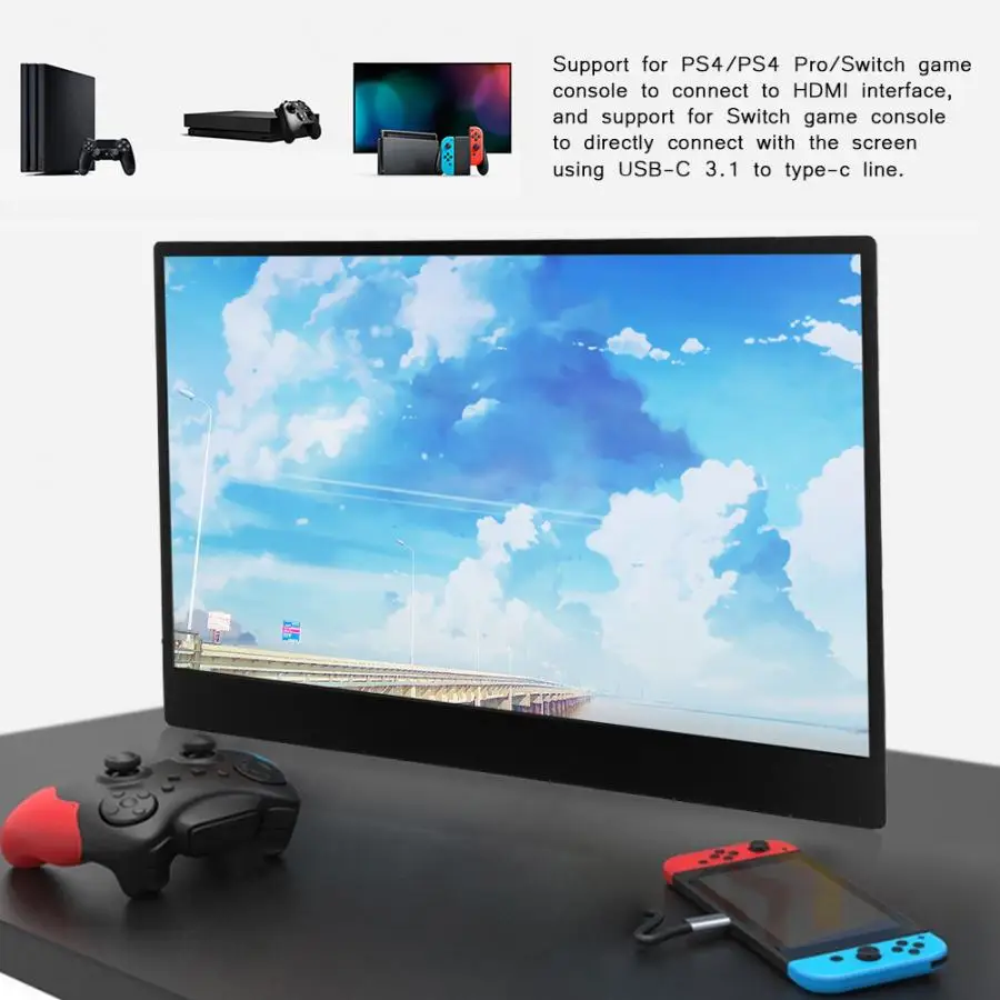 

monitor 144hz 13.3'' 1920x1080 IPS Screen Game Portable HDMI Display Monitor for PS4 for Xbox for NS