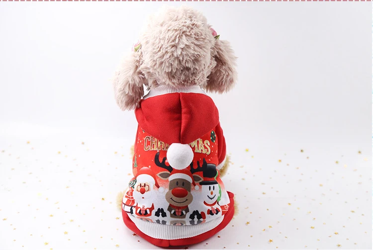 Christmas Dog Clothes Winter Hoodie Coat Santa Costume Cute Cartoon Clothes For Pet Puppy Kitty Cardigan XS-2XL
