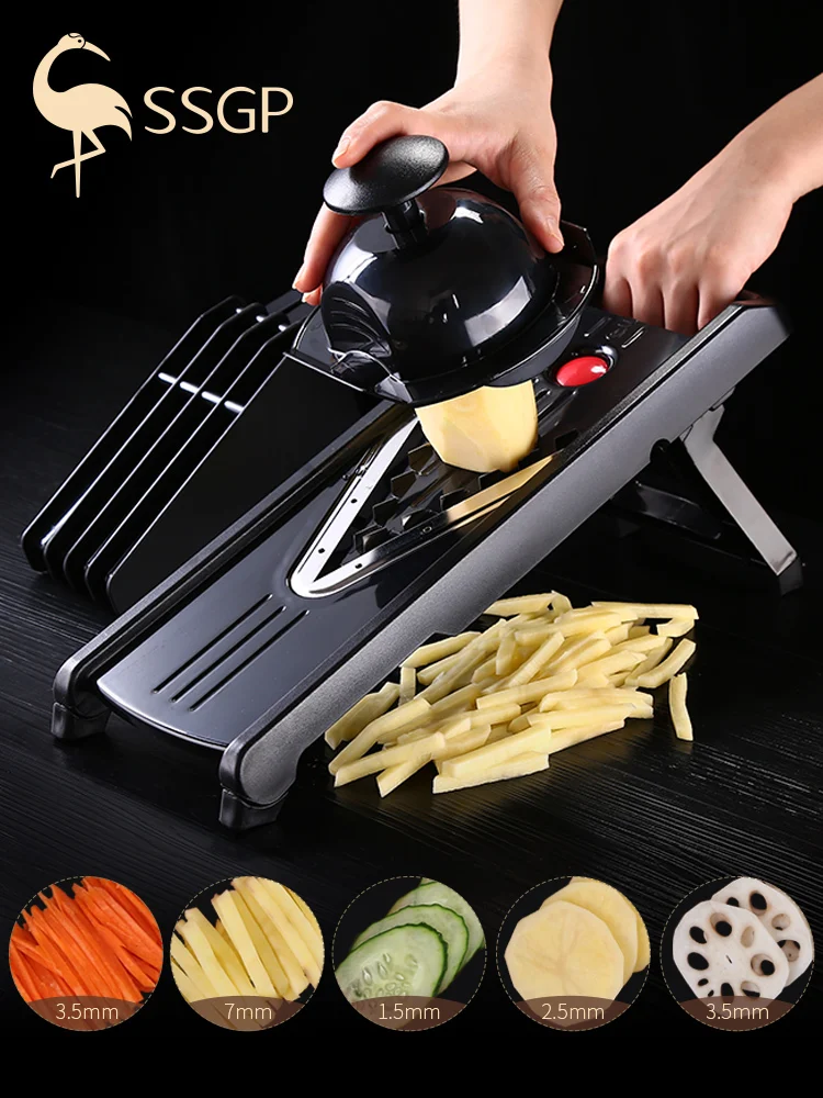 

15% Extra Large Steel Potato Graters Versatile Vegetable Cutter Fruit Slicer Hand Protection Design with Interchangeable Blades
