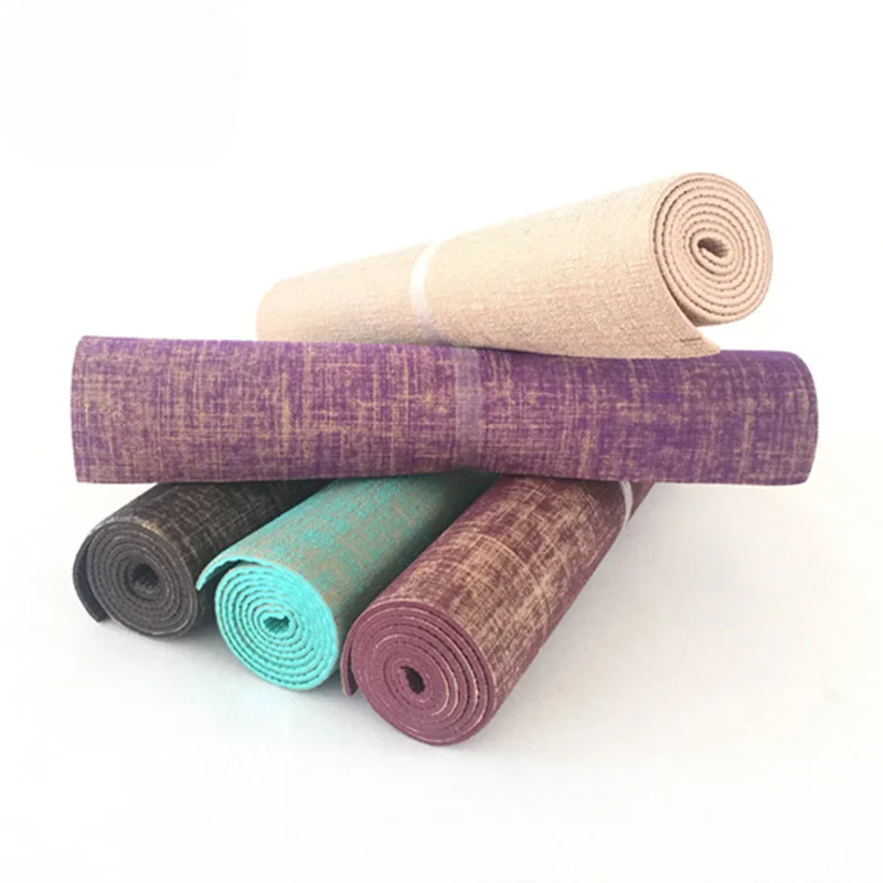 Льняной коврик для йоги из ПВХ длинный толстый нескользящий Защита окружающей среды упражнения фитнес ползающий ПВХ коврик для йоги есть 5 цветов