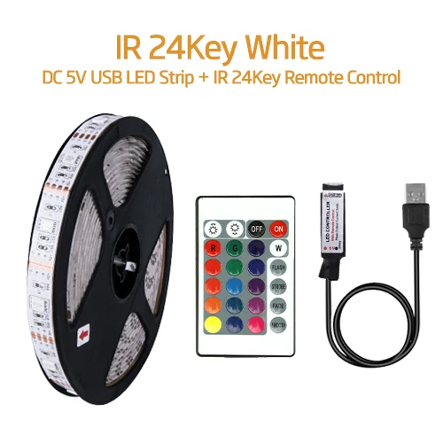 USB Светодиодная лента DC5V 5050 RGB мини 3Key 17Key RF ИК-пульт 50 см 1 м 2 м 3 м Гибкий Светильник ТВ фоновый светильник ing лента IP65 - Испускаемый цвет: 17Key RF remoteWhite