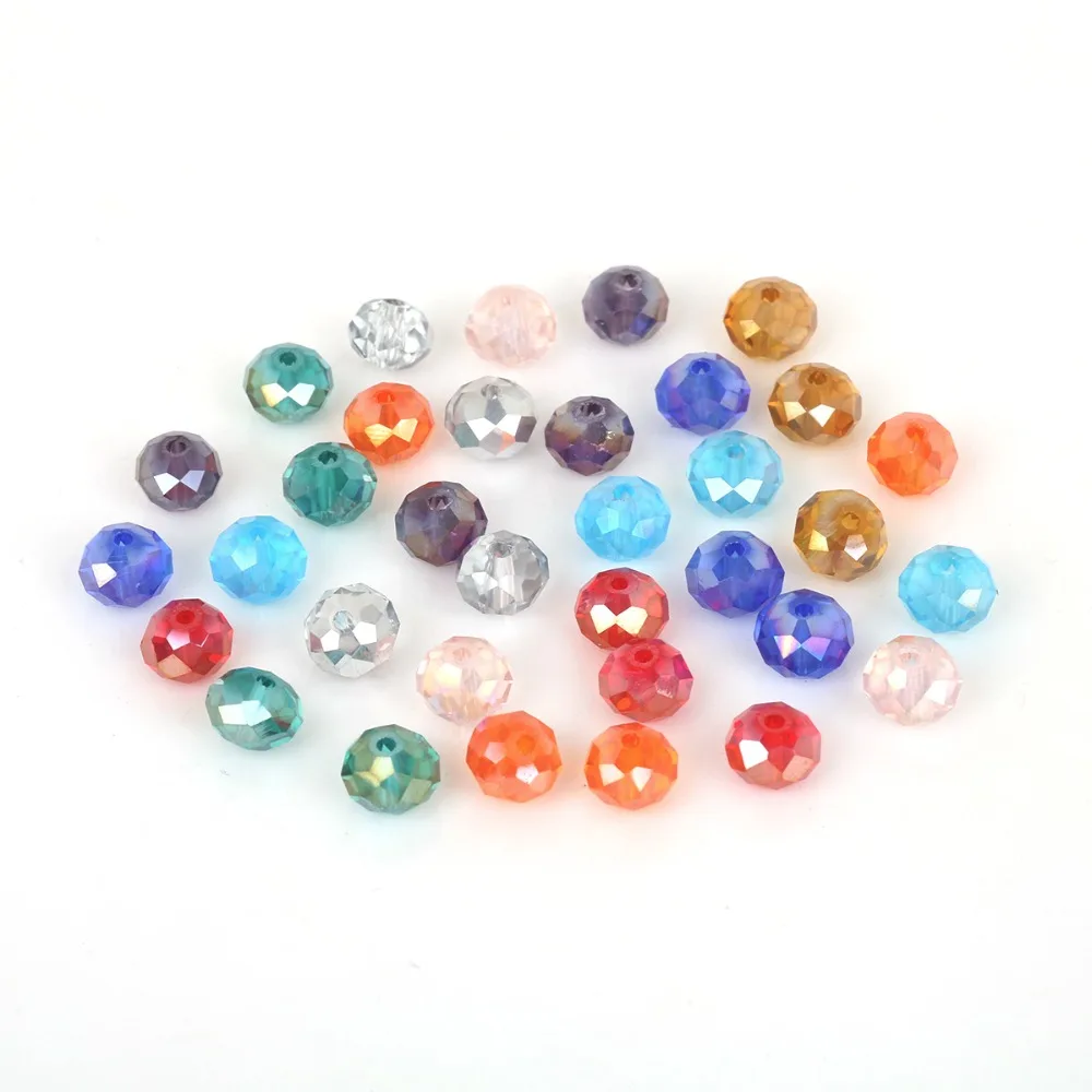 

Approx 70pcs 8mm Faceted Crystal Wheel Glass Beads Round Spacer Loose Beads For Jewelry Making DIY Jewelry Findings
