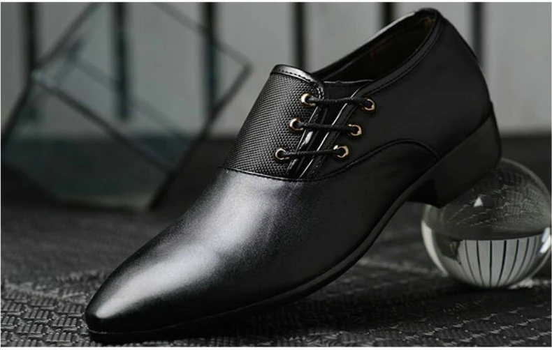 Men's Wedding Shoe Oxfords For Mens Shoes Formal Leather Black Brogues Dress Shoe Lace-Up Men Casual Shoes Oxfords Large Size 47 (8)