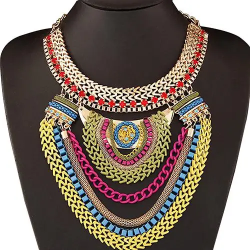 Fashion Women's Multi-Layers Statement Pendant Chain Collar Bib Choker Necklace | Украшения и аксессуары