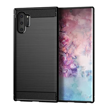 

50pcs/lot For Samsung Galaxy NOTE 10 Plus Shockproof Rugged Brushed Soft TPU Armor Carbon Fiber Case For Samsung Galaxy NOTE 10