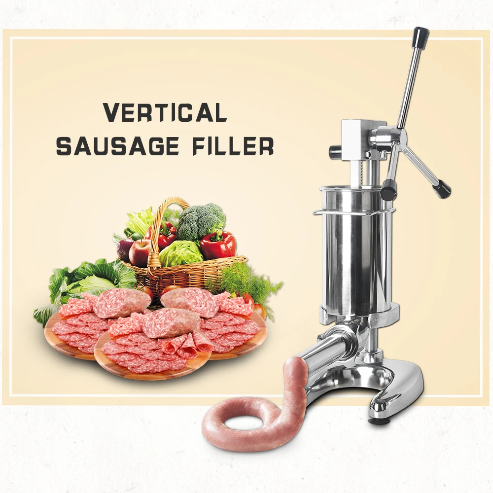 

Sausage Stuffer 2L Manual Sausage Filler Stainless Steel With Four Pipes For Household Meat Syringes Sausage Processing Machine