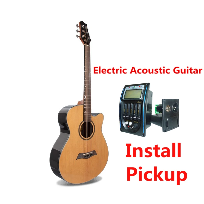 Гитара акустическая электрическая стальная струна 40 дюймов A-Body Guitarra 6 струн поп-фолк Cutaway палисандр глянцевый Ель Цвет дерева - Цвет: EN-70-EQ