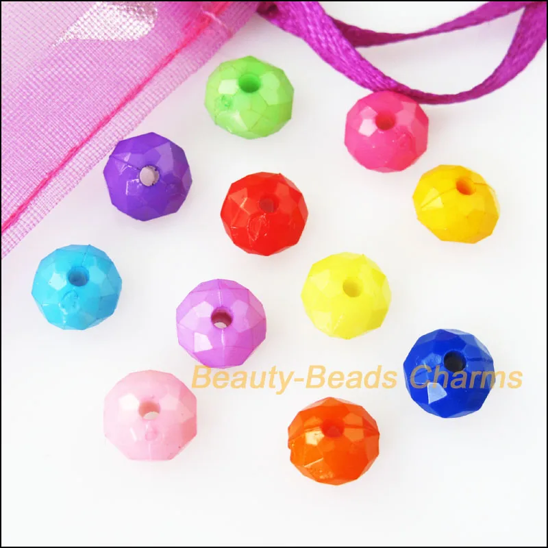 

New 120Pcs Mixed Plastic Acrylic Solid Faceted Round Flat Charms Spacer Beads 8mm