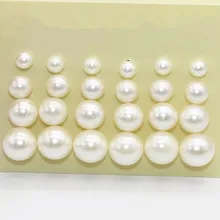 Новое Белое/черное/Mix Цвет 12 пар/компл. 6/8/10/12 мм имитация жемчуга акриловые серьги-гвоздики пирсинг, модные украшения для Для женщин