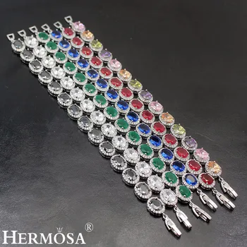 

HERMOSA Jewelry Oval Shape Fashion Women Bracelets Multiple Styles Silver Color Bracelet Length 7 inch BKSL-009