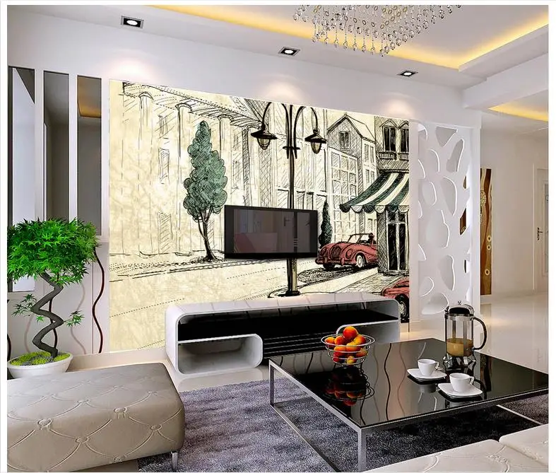Custom photo wallpaper 3d murals for walls 3 d Abstract hand-painted European nostalgia TV setting Wall Street mural | Обустройство
