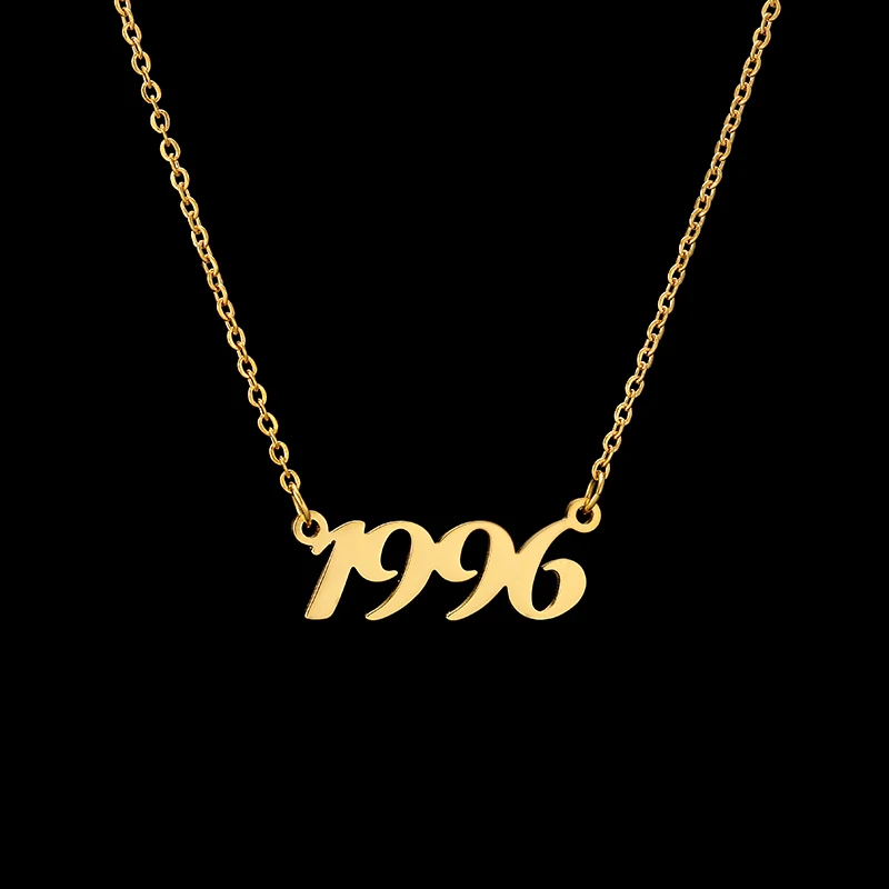 

Women Men Custom Jewelry Personalized Old English Number Necklaces Wedding Anniversary Day Date Chain Pendant Birthday Gift BFF
