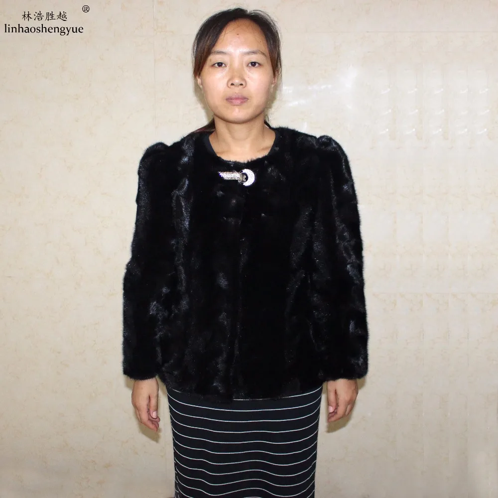 

Linhaoshengyue Winter women fashion Real mink fur coat freeshipping