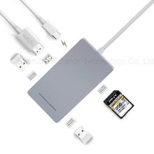 Type-c концентратор адаптер HDMI 4 k USB-C концентратор PD OTG зарядка USB 3,0 Тип C кардридер два цвета