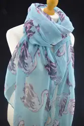 Озеро лебедь печати Для женщин шарф дамы палантин шаль Обёрточная бумага пляж крышку ИБП саронг Синий