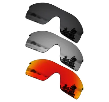 

SmartVLT 3 Pieces Polarized Sunglasses Replacement Lenses for Oakley Radarlock XL Black & Silver Titanium & Fire Red