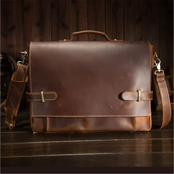 

ALAVCHNV original design new first layer leather men's retro crazy leather briefcase casual leather handbag JM9090