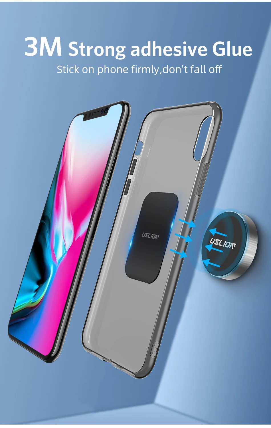 wireless charging stand for iphone and apple watch USLION Metal Plate Disk For Magnet Car Phone Holder Iron Sheet Sticker For Magnetic Mobile Stand Mount Automobile Adsorption New mobile holder
