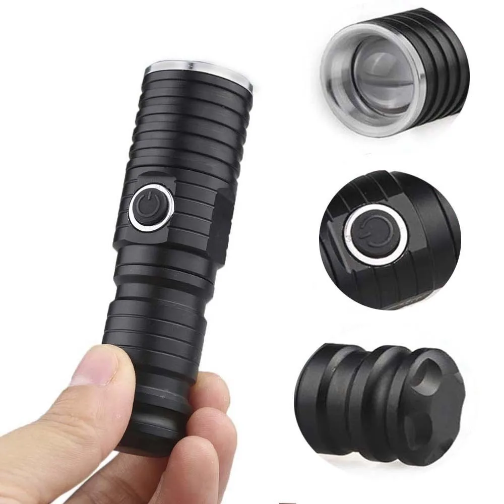 

High Quality skywolfeye Focus XML T6 LED CR123A 3 Modes 2000LM Outdoor Zoomable Flashlight Rechargeable Camping Light