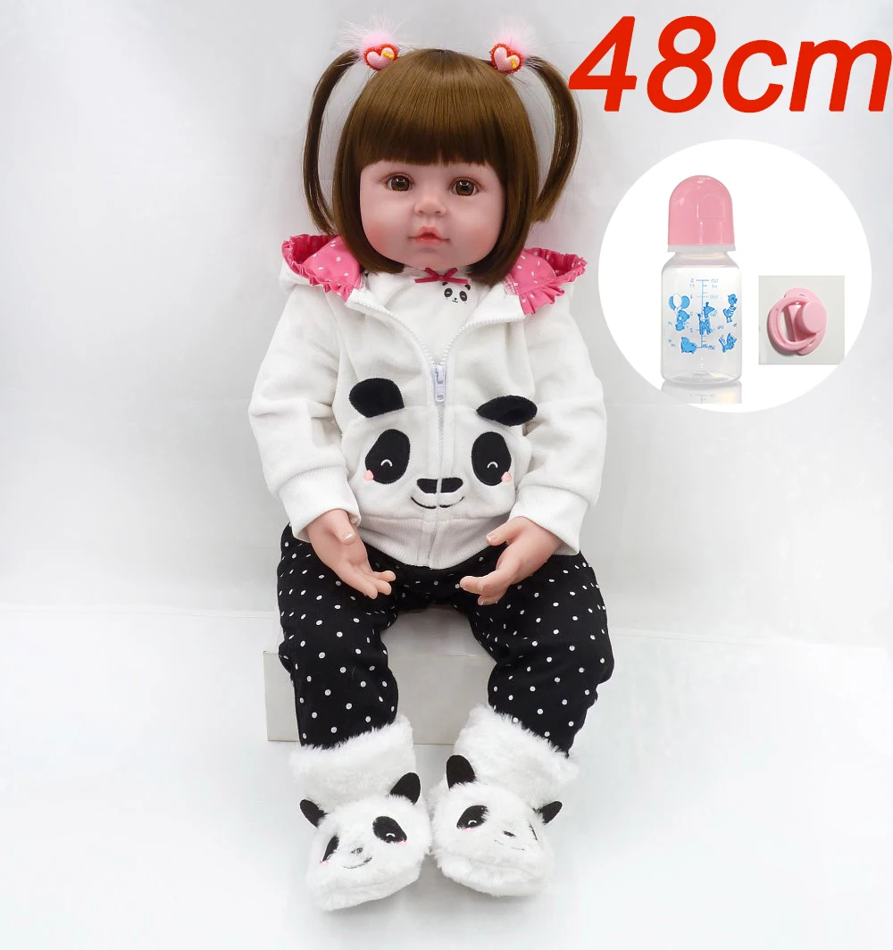 

NPK Boneca Reborn 48cm 3/4 Silicone Vinyl baby Dolls Reborn Bebe real alive Fashion panda Doll Newborn Lifelike Bebe girls toys