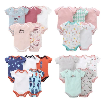 

5pcs/Lot Summer Baby Clothes Cotton Baby Rompers Short Sleeve Infant Clothing Bebe Jumpsuit Overalls for Children Toddler onesie
