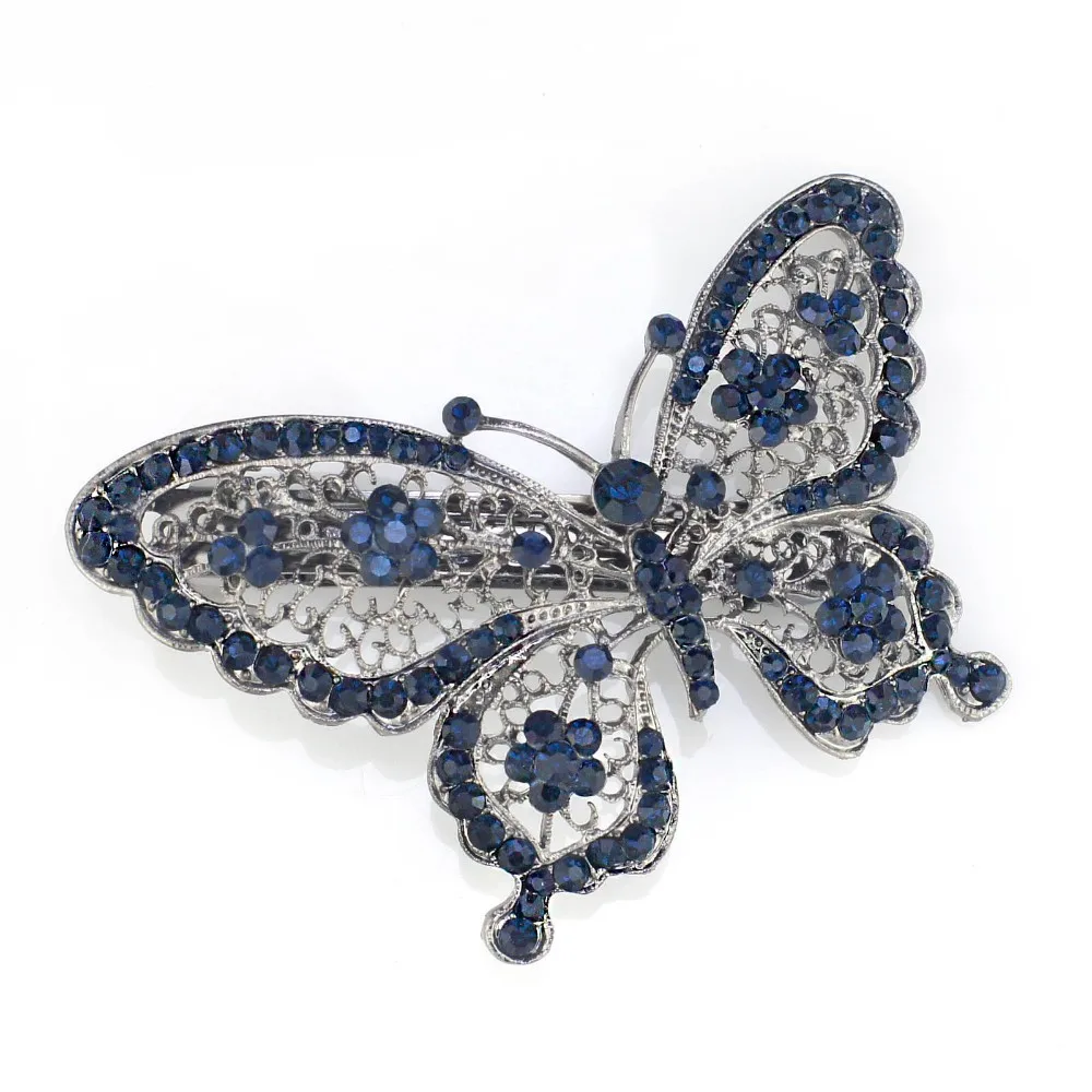 Потрясающая Бабочка заколка для волос с голубыми кристаллами заколка для волос аксессуары для волос ювелирные изделия для женщин и девочек F109