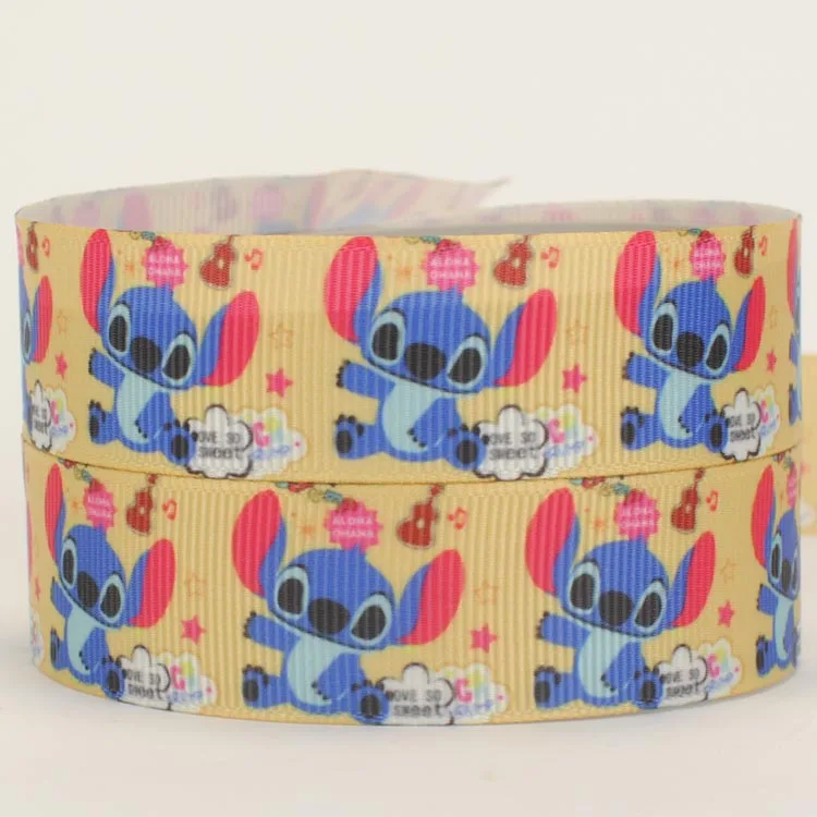 7/8 &quot22 мм милый Лило и Стич шаблон печати мультфильм grosgrain лента бант для волос