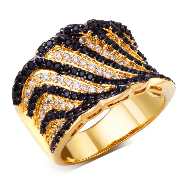 2018 New black rings for women Gold color woman black rings Made with