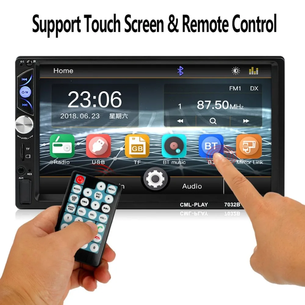

7 Inch Display 2 Din Car DVD MP5 Player FM Radio Multi-Media Player Touch Screen Bluetooth Car Monitor Subwoofer