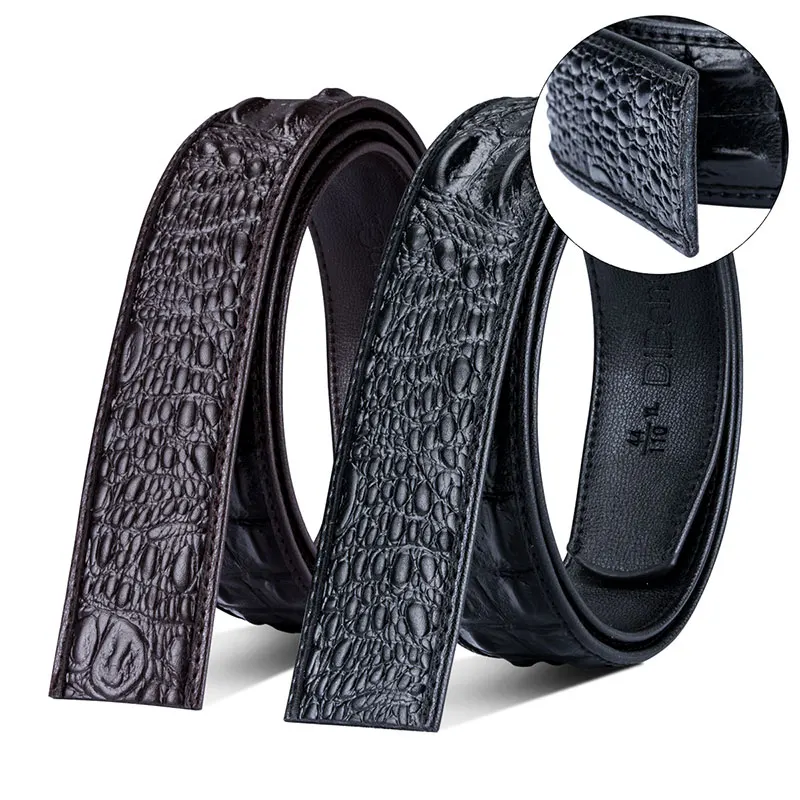 Hi Tie Luxury Leather Belt No Buckle Mens Genuine Leather Belt without Buckle High Quality ...