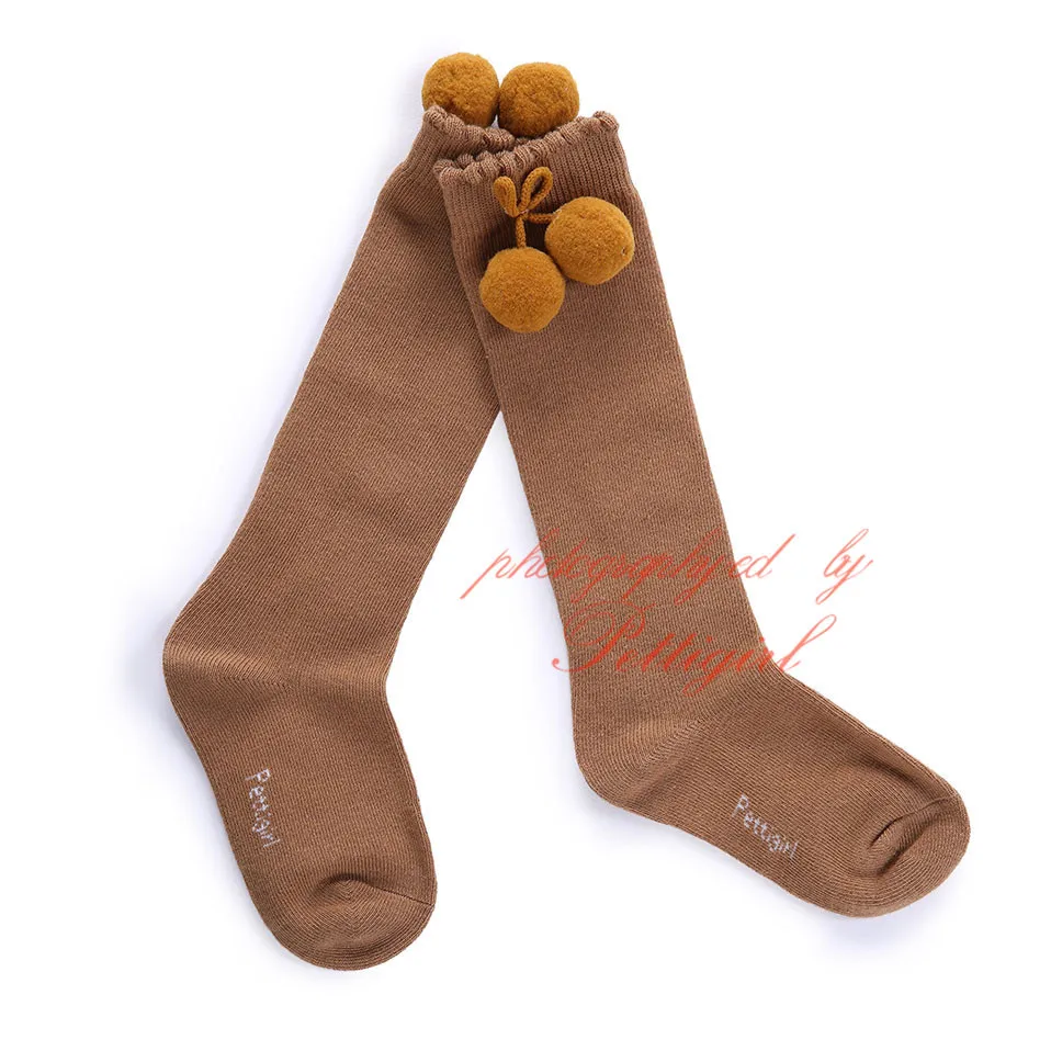 Pettigirl/модные носки для девочек; Детские носки с оборками и помпонами; милые детские носки ручной работы; бутик