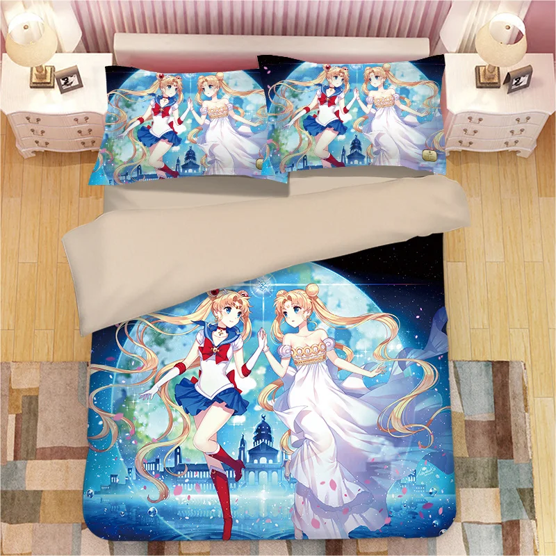 Mxdfafa постельное белье с аниме комплект Сейлор Мун Отпечатано с 2 dakimakura случаях + Пододеяльник Мультфильм Косплей Утешитель набор из